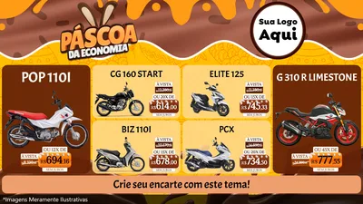 Modelo de TV para TV Horizontal com o tema Páscoa da Economia para Concessionaria de Motos
