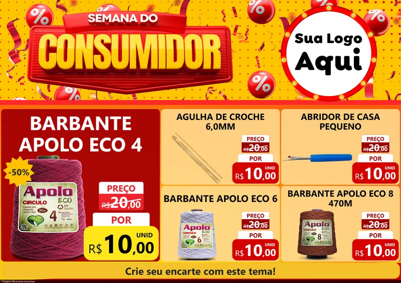 Modelo de Encarte para Encarte A4 Horizontal com o tema Semana do Consumidor para Armarinho e Aviamentos