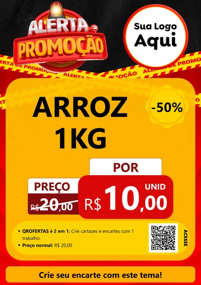 Modelo de Cartaz para Cartaz A4 Vertical com o tema Alerta de Promoção para Supermercado