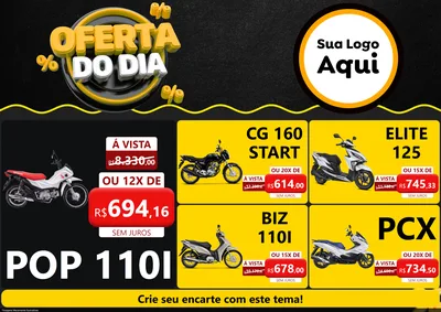 Modelo de Encarte para Encarte A4 Horizontal com o tema Oferta Do Dia para Concessionaria de Motos