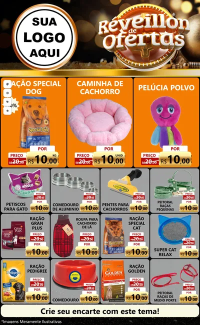 Modelo de Encarte para Encarte Grande com o tema Réveillon de Ofertas para Pet Shop
