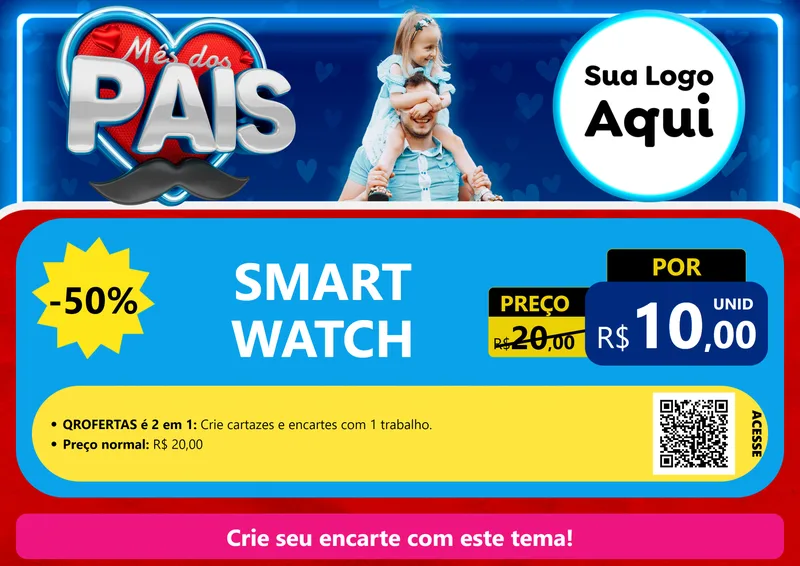 Modelo de Cartaz para Cartaz A4 Horizontal com o tema Mês Dos Pais para Informática