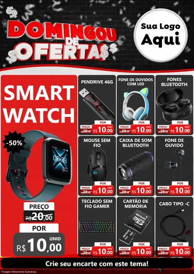 Modelo de Encarte para Encarte A4 Vertical com o tema Domingou de Ofertas para Informática