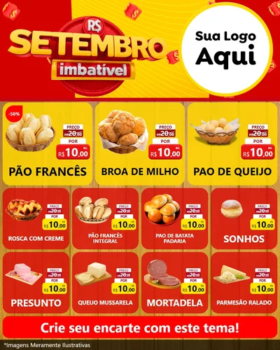 Modelo de Rede Social para Feed Instagram com o tema Setembro Imbatível para Padaria