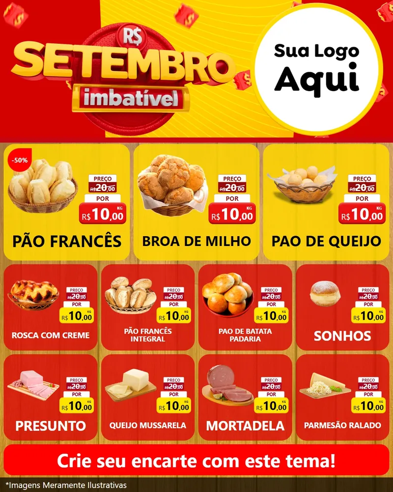 Modelo de Rede Social para Feed Instagram com o tema Setembro Imbatível para Padaria