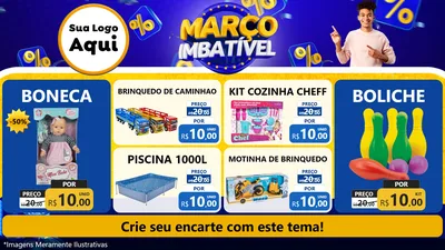Modelo de TV para TV Horizontal com o tema Março Imbatível para Brinquedos