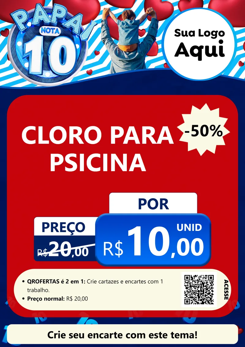 Modelo de Cartaz para Cartaz A4 Vertical com o tema Papai Nota 10 para Produtos para Piscina