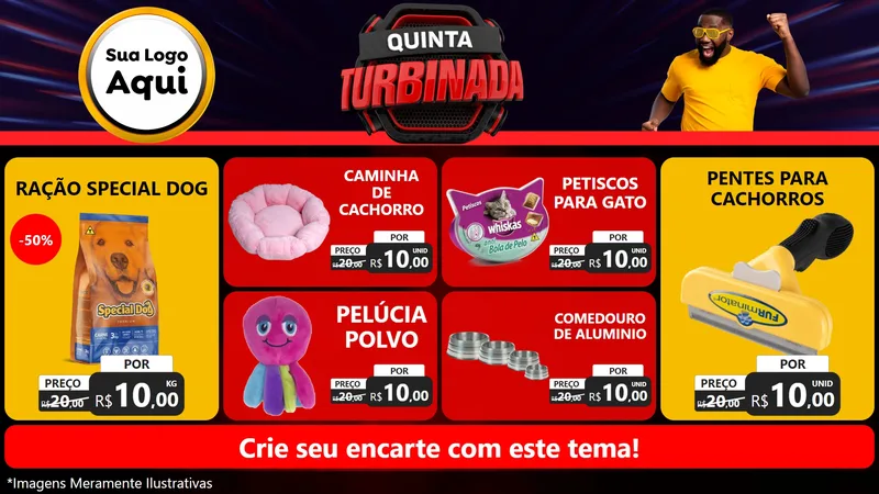 Modelo de TV para TV Horizontal com o tema Quinta Turbinada para Pet Shop
