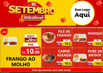 Modelo de Encarte para Encarte A4 Horizontal com o tema Setembro Imbatível para Restaurante