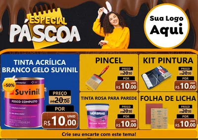Modelo de Encarte para Encarte A4 Horizontal com o tema Especial Páscoa para Tintas e Ferramentas