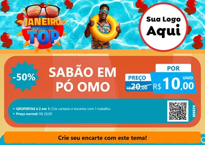 Modelo de Cartaz para Cartaz A4 Horizontal com o tema Janeiro Top para Produtos de Limpeza
