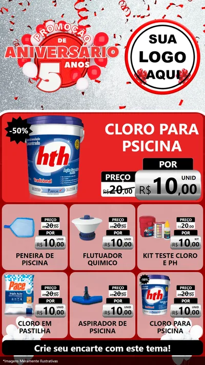 Modelo de Rede Social para Stories com o tema Promoção de Aniversário - 5 Anos para Produtos para Piscina