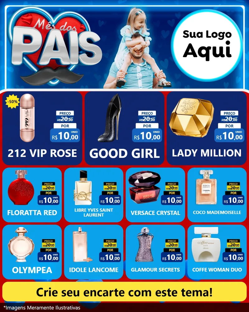 Modelo de Rede Social para Feed Instagram com o tema Mês Dos Pais para Perfumes