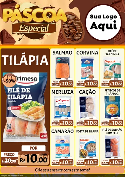 Modelo de Encarte para Encarte A4 Vertical com o tema Páscoa Especial para Peixaria