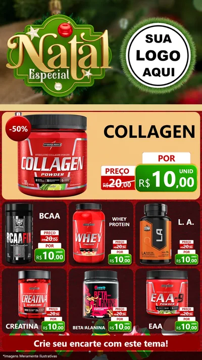 Modelo de Rede Social para Stories com o tema Natal Especial para Suplementos alimentares
