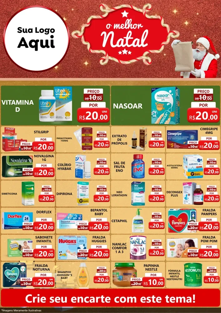 Modelo de Encarte para Encarte A4 Vertical com o tema O Melhor Natal para Farmácia