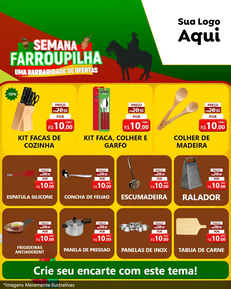 Modelo de Rede Social para Feed Instagram com o tema Semana Farroupilha - Uma Barbaridade de Ofertas para Utilidades Domésticas