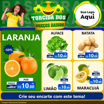 Modelo de Rede Social para Feed Facebook com o tema Torcida dos Preços Baixos - Copa para Hortifrúti