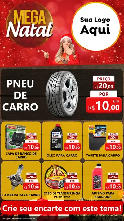 Modelo de Rede Social para Stories com o tema Mega Natal para Auto peças