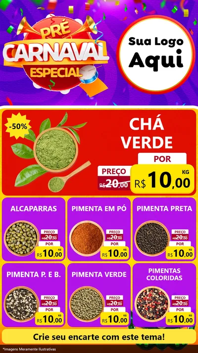 Modelo de Rede Social para Stories com o tema Pré-Carnaval Especial para Produtos Naturais