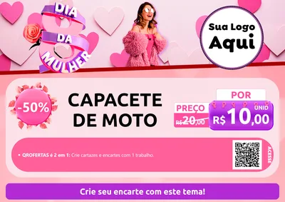 Modelo de Cartaz para Cartaz A4 Horizontal com o tema Dia da Mulher para Moto peças