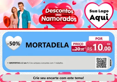 Modelo de Cartaz para Cartaz A4 Horizontal com o tema Descontos dos Namorados para Frios e Laticínios