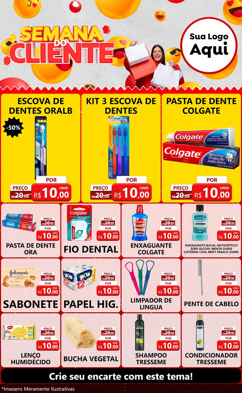 Modelo de Encarte para Encarte Grande com o tema Semana do Cliente para Higiene Pessoal