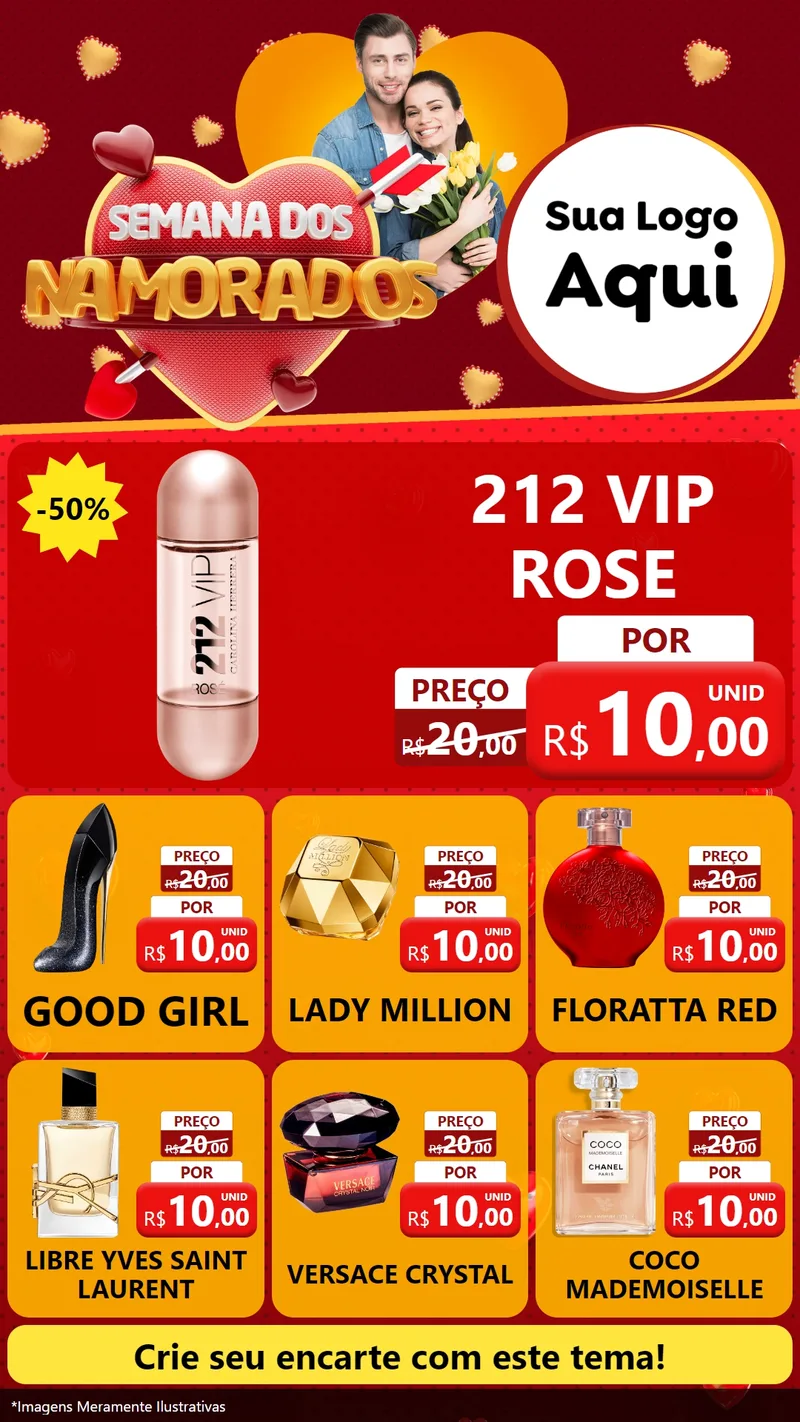 Modelo de Rede Social para Stories com o tema Semana dos Namorados para Perfumes