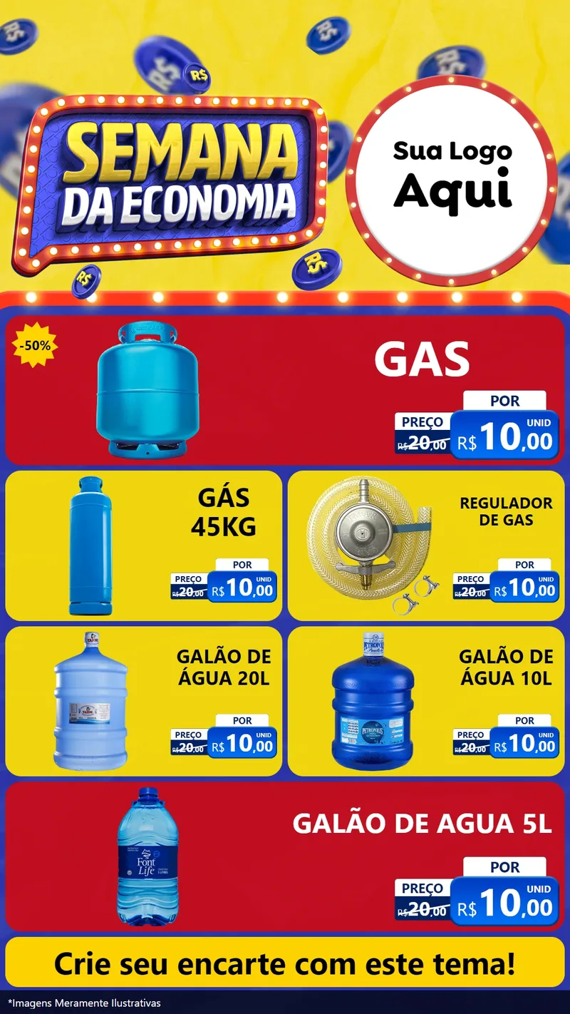 Modelo de TV para TV Vertical com o tema Semana da Economia para Água e gás