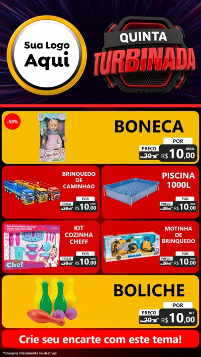 Modelo de TV para TV Vertical com o tema Quinta Turbinada para Brinquedos