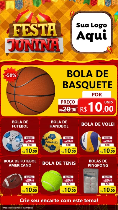 Modelo de Rede Social para Stories com o tema Festa Junina para Artigos Esportivos