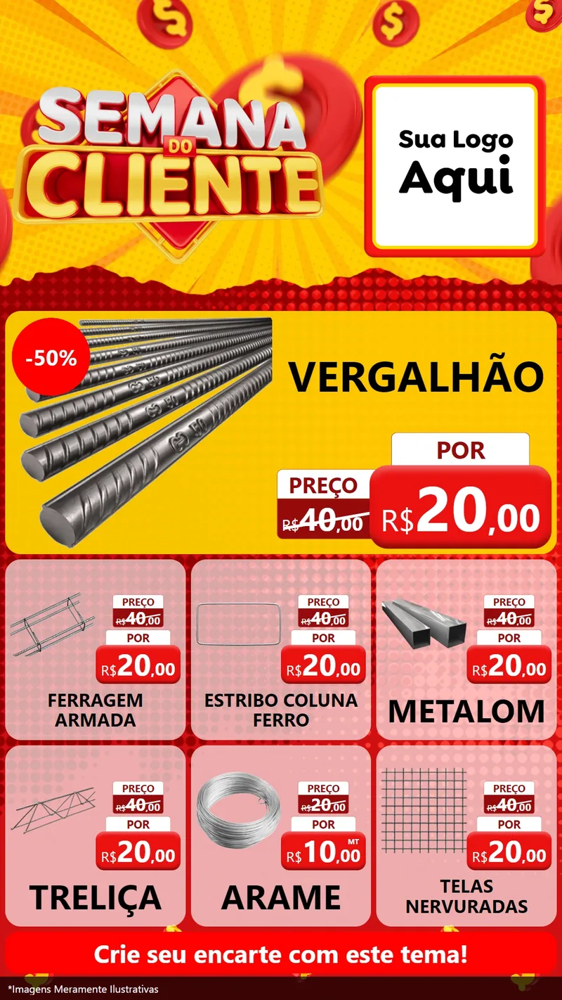 Modelo de Rede Social para Stories com o tema Semana do Cliente para Ferragens