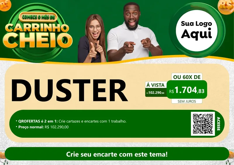 Modelo de Cartaz para Cartaz A4 Horizontal com o tema Carrinho Cheio para Concessionaria de Carros