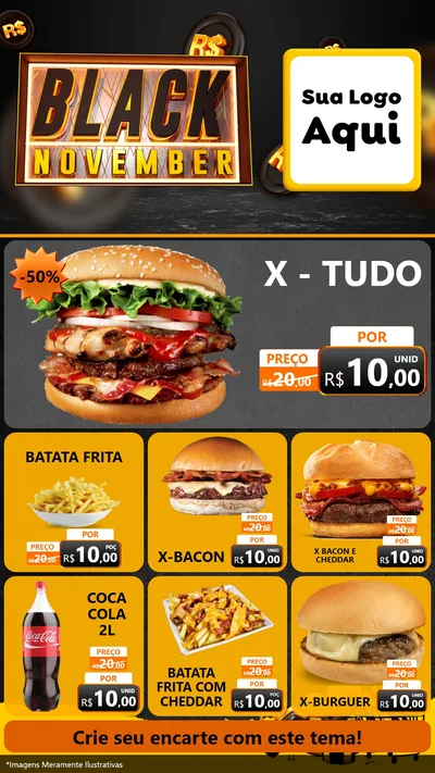Modelo de Rede Social para Stories com o tema Black November para Hamburgueria