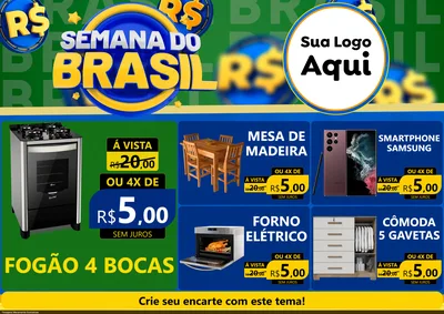 Modelo de Encarte para Encarte A4 Horizontal com o tema Semana Do Brasil para Móveis e Eletro