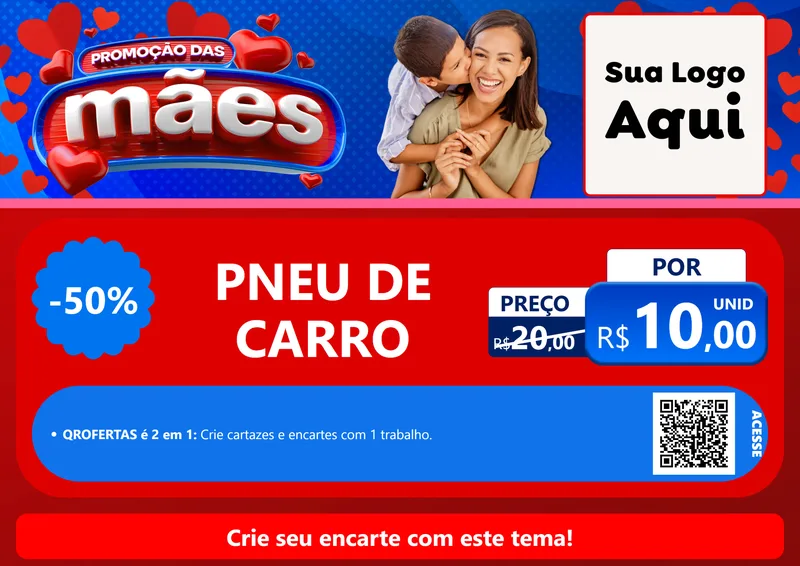 Modelo de Cartaz para Cartaz A4 Horizontal com o tema Promoção das Mães para Auto peças