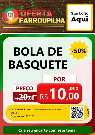 Modelo de Cartaz para Cartaz A4 Vertical com o tema Oferta Farroupilha para Artigos Esportivos