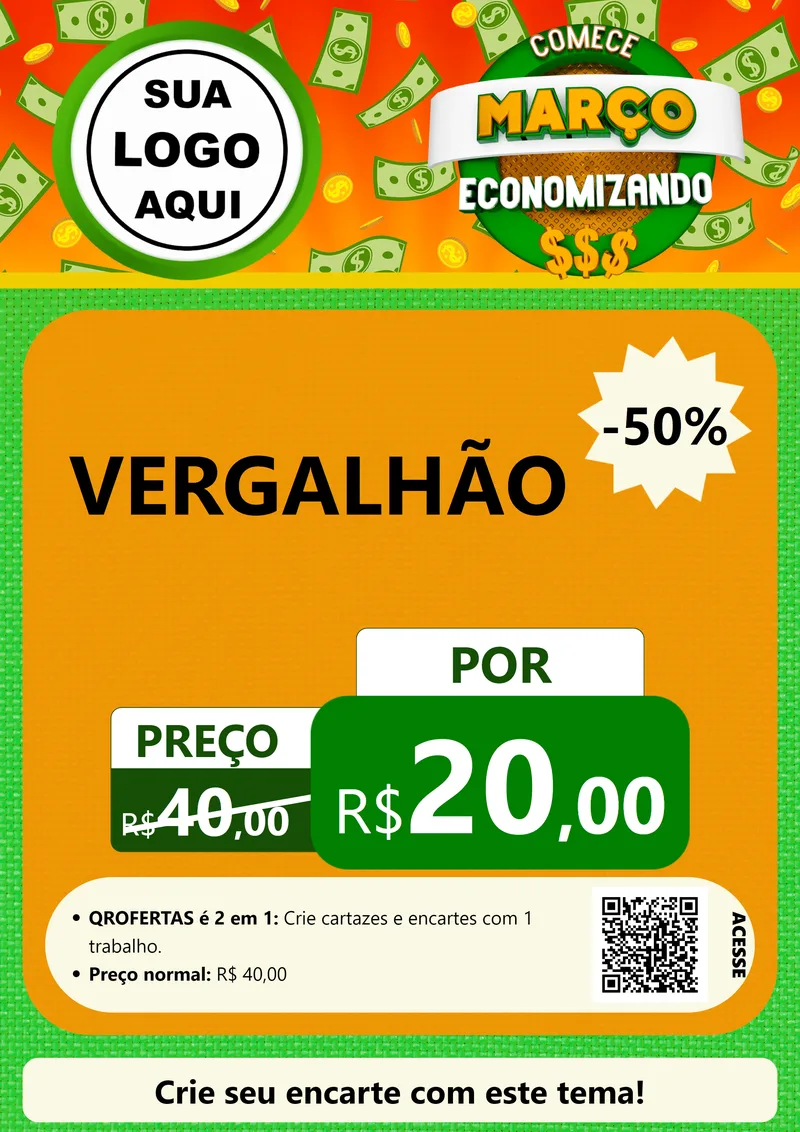 Modelo de Cartaz para Cartaz A4 Vertical com o tema Comece Março Economizando para Ferragens