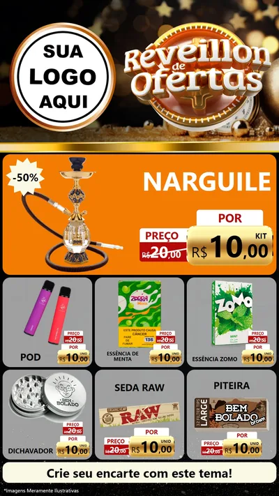 Modelo de Rede Social para Stories com o tema Réveillon de Ofertas para Tabacaria