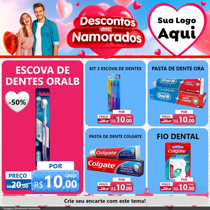 Modelo de Rede Social para Feed Facebook com o tema Descontos dos Namorados para Higiene Pessoal