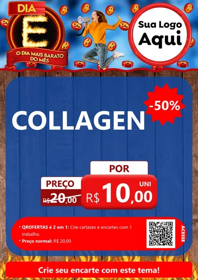 Modelo de Cartaz para Cartaz A4 Vertical com o tema Dia E - O Dia Mais Barato Do Mês para Suplementos alimentares