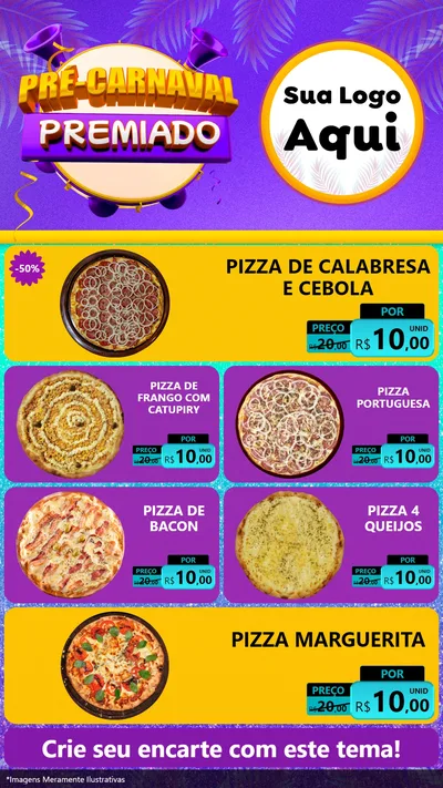 Modelo de TV para TV Vertical com o tema Pré-Carnaval Premiado para Pizzaria