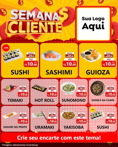 Modelo de Rede Social para Feed Instagram com o tema Semana do Cliente para Comida japonesa