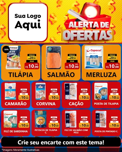 Modelo de Rede Social para Feed Instagram com o tema Alerta de Ofertas para Peixaria