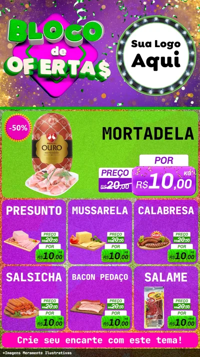 Modelo de Rede Social para Stories com o tema Bloco de Ofertas para Frios e Laticínios