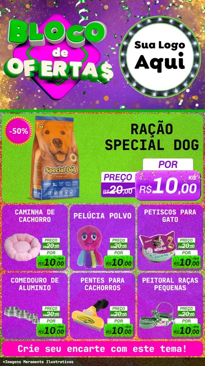 Modelo de Rede Social para Stories com o tema Bloco de Ofertas para Pet Shop