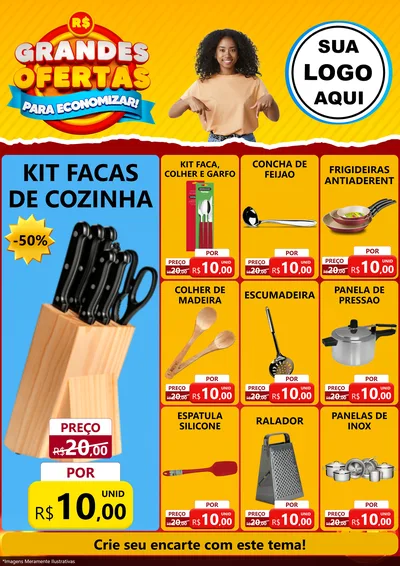 Modelo de Encarte para Encarte A4 Vertical com o tema Grandes Ofertas Para Economizar! para Utilidades Domésticas