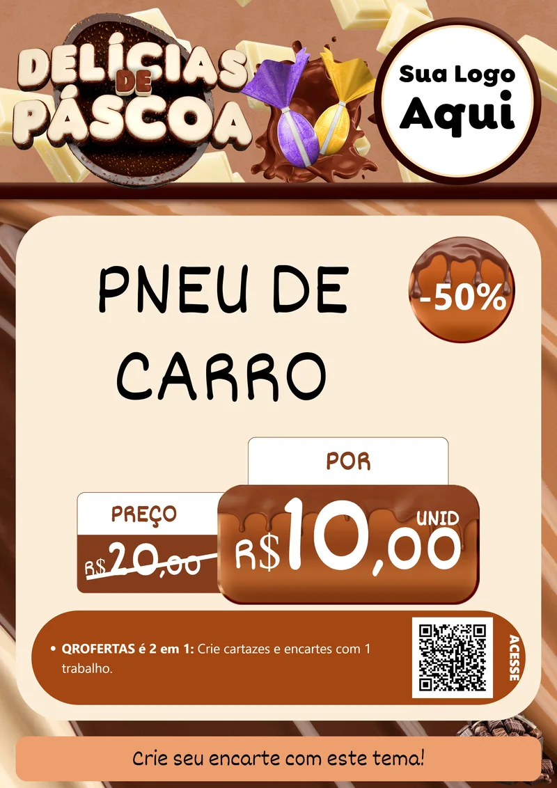 Modelo de Cartaz para Cartaz A4 Vertical com o tema Delícias de Páscoa para Auto peças
