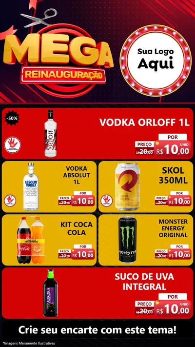 Modelo de TV para TV Vertical com o tema Mega Reinauguração para Distribuidora de bebidas