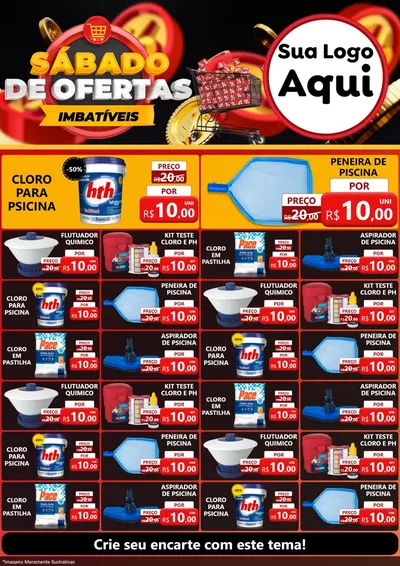 Modelo de Encarte para Encarte A4 Vertical com o tema Sábado de Ofertas Imbatíveis para Produtos para Piscina